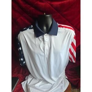 American Summer Patriotic Polo Shirt Size XXL Red White Blue Stars short sleeve